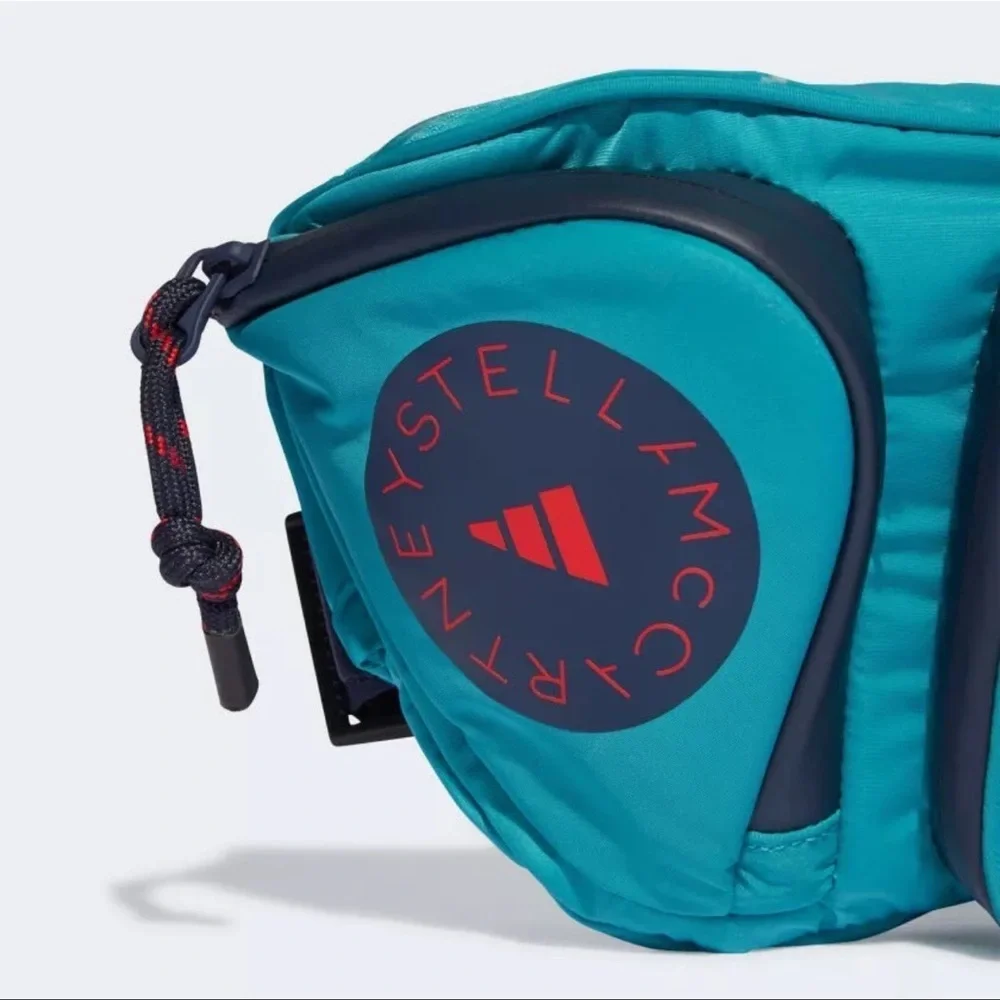 WORN ONCE adidas x Stella McCartney Bum Bag Turquoise & Navy Trim, Multi Pockets - Picture 5 of 9